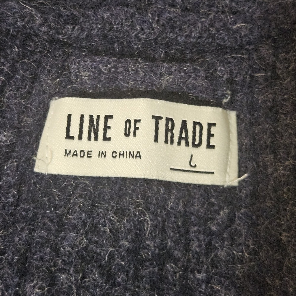 Line of Trade Men's Sz L Charcoal Gray 100%‎ Shetland Wool Cardigan Sweater Fish - Picture 7 of 10